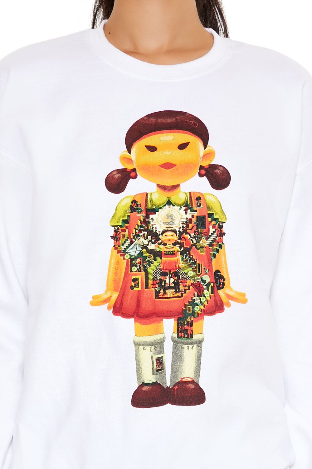  Forever 21 Squid Game Graphic Pullover - white multi - Bonton