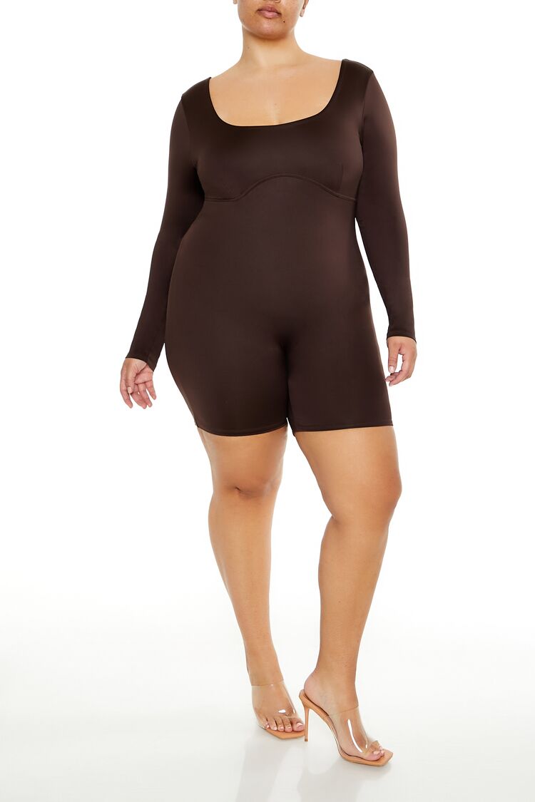  Forever 21 Plus Size Contour Sculpt Romper - turkish-coffee - Bonton