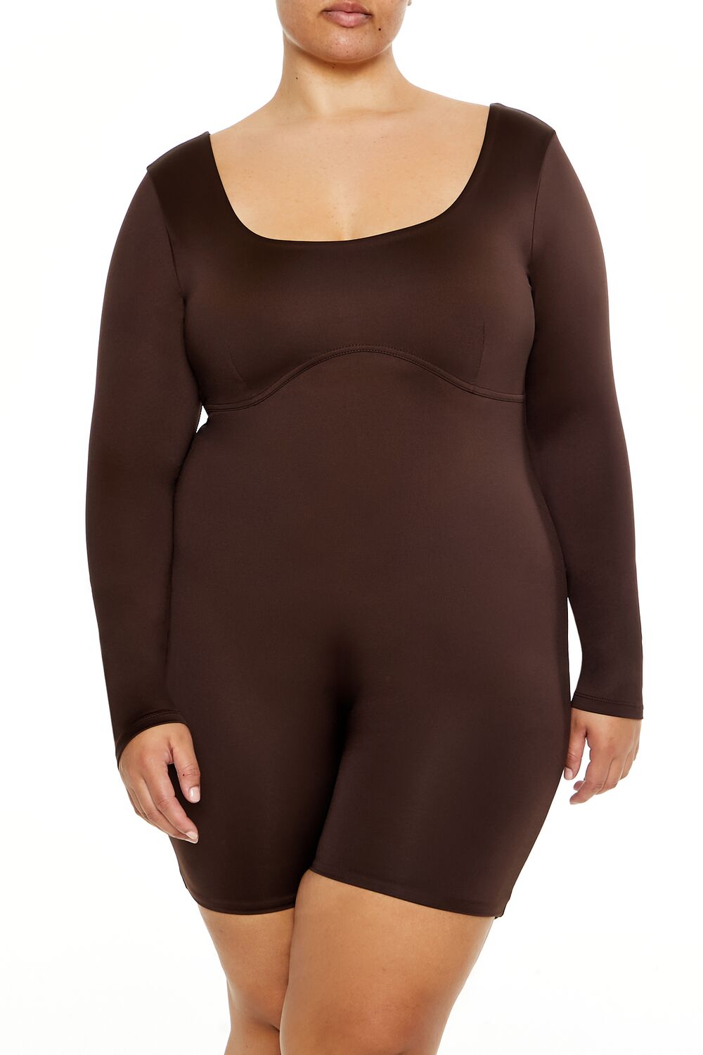  Forever 21 Plus Size Contour Sculpt Romper - turkish-coffee - Bonton