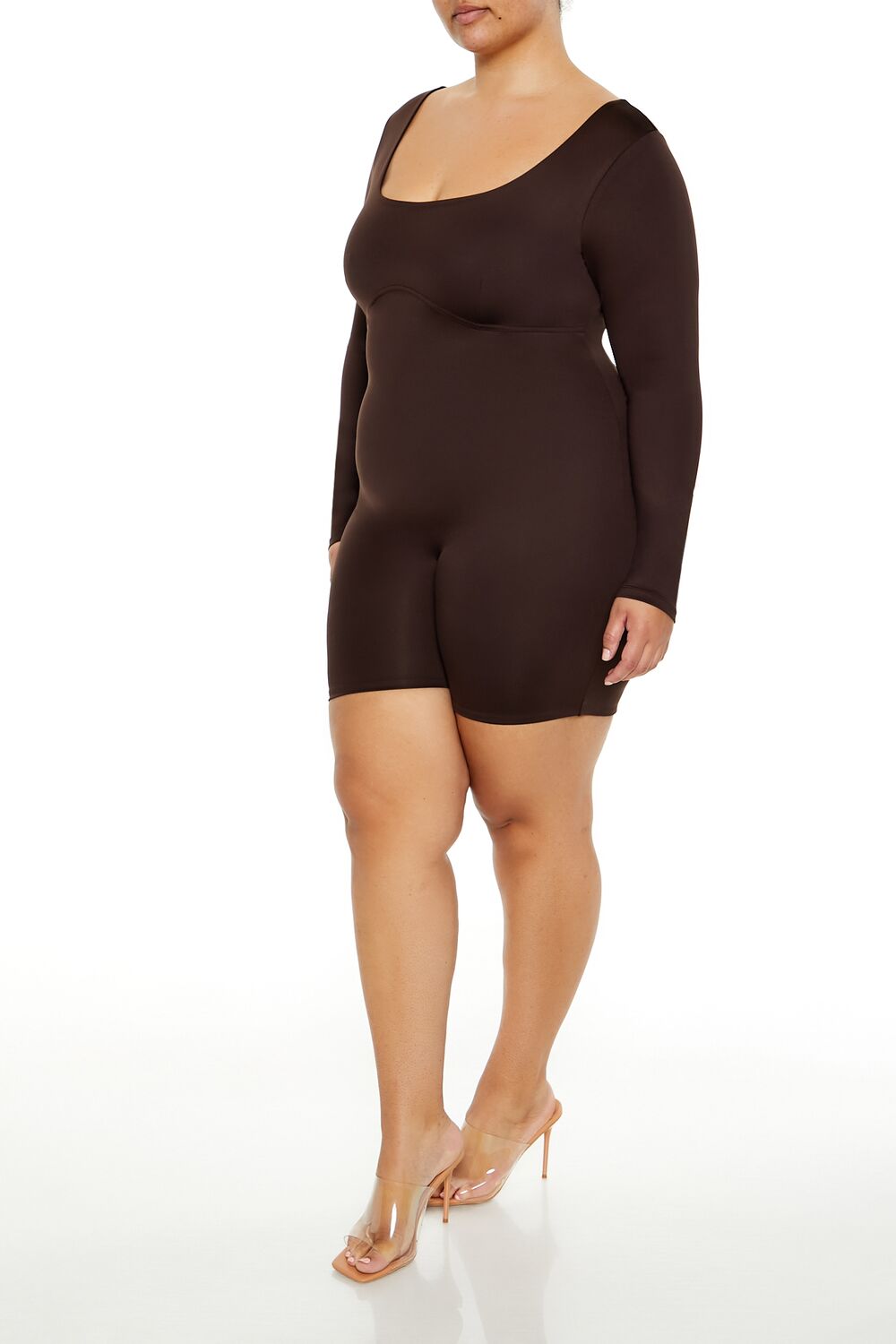  Forever 21 Plus Size Contour Sculpt Romper - turkish-coffee - Bonton