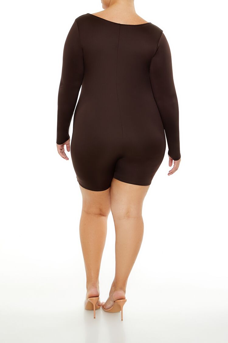  Forever 21 Plus Size Contour Sculpt Romper - turkish-coffee - Bonton