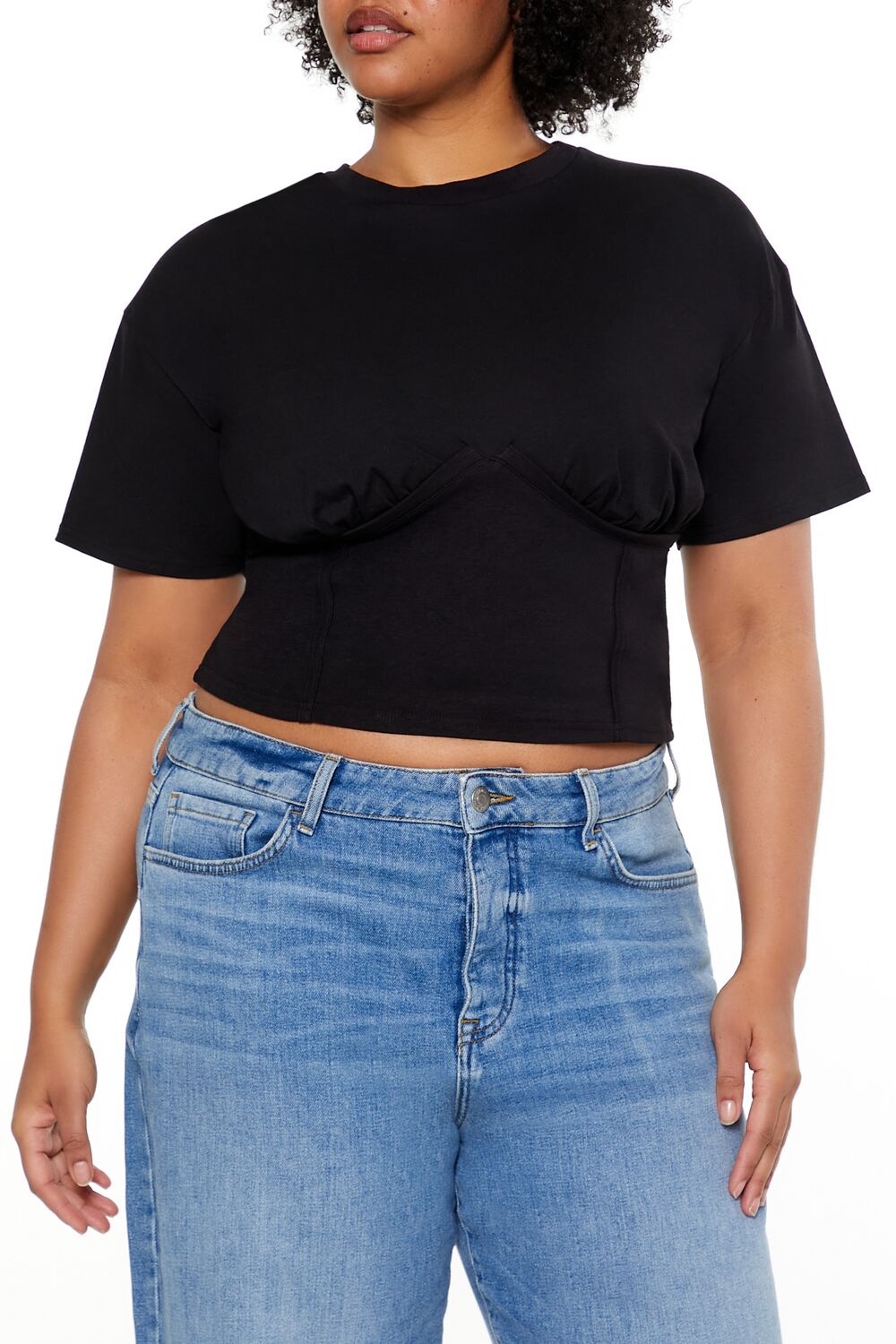  Forever 21 Plus Size Cropped Bustier Tee - winter wheat - Bonton