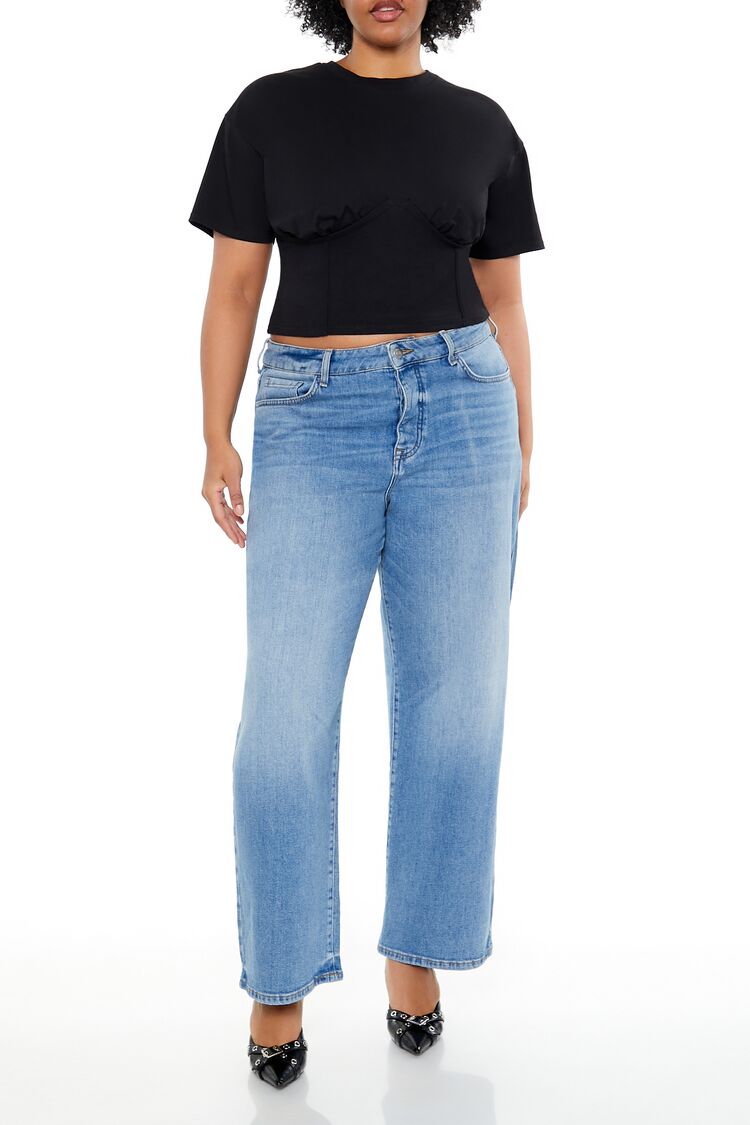  Forever 21 Plus Size Cropped Bustier Tee - winter wheat - Bonton