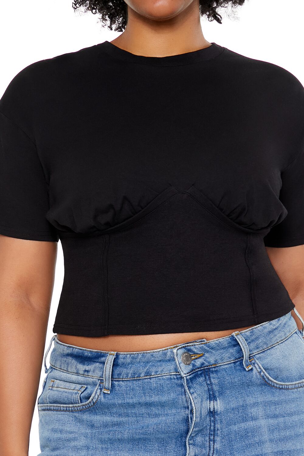 Forever 21 Plus Size Cropped Bustier Tee - winter wheat - Bonton