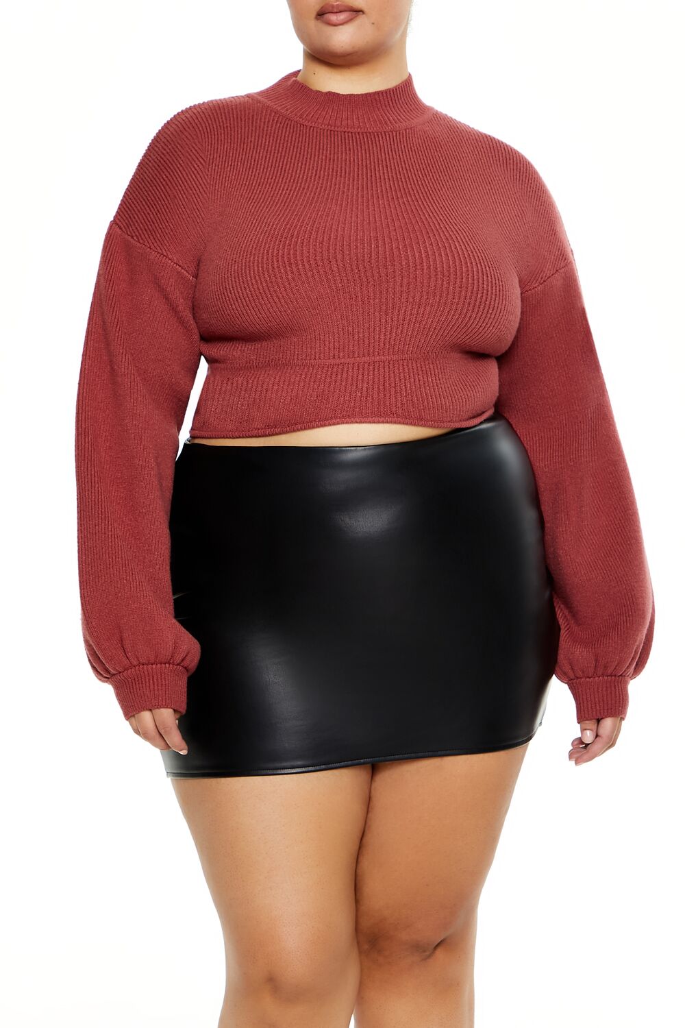 Forever 21 Plus Size Cropped Rib-Knit Sweater - cream - Bonton