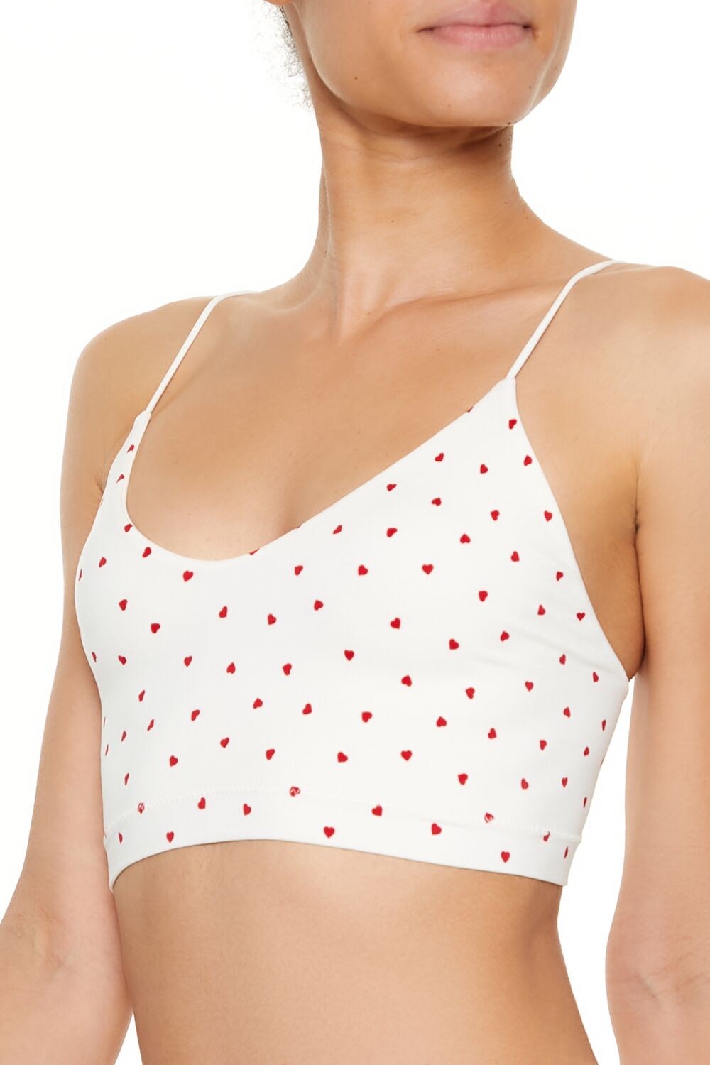  Forever 21 Seamless Heart Print Bralette - white-red - Bonton