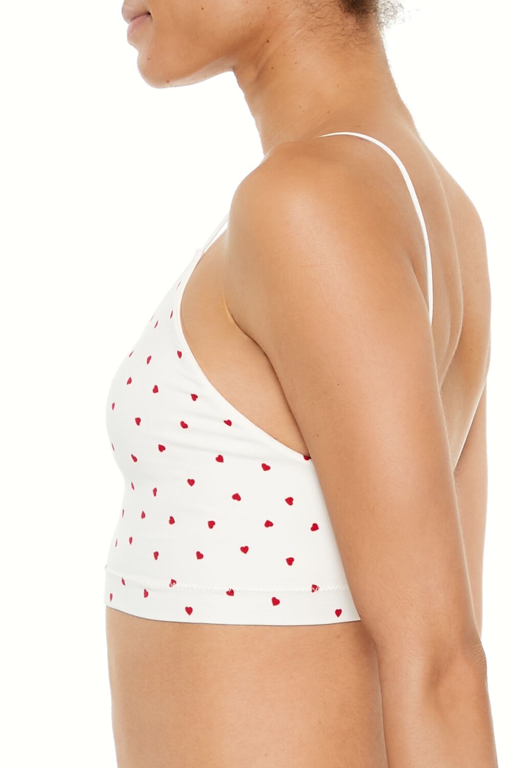  Forever 21 Seamless Heart Print Bralette - white-red - Bonton