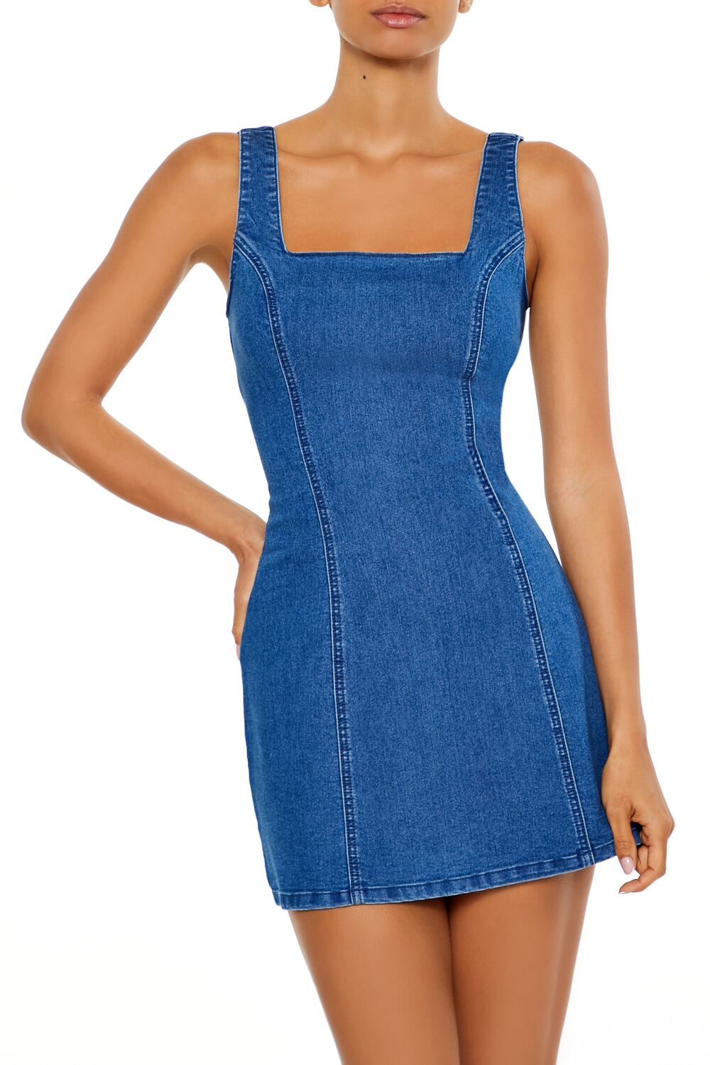  Forever 21 Denim Mini Tank Dress - medium-denim - Bonton