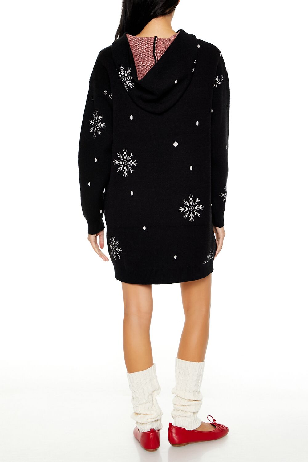  Forever 21 Hooded Christmas Mini Sweater Dress - charcoal-multi-swatch - Bonton