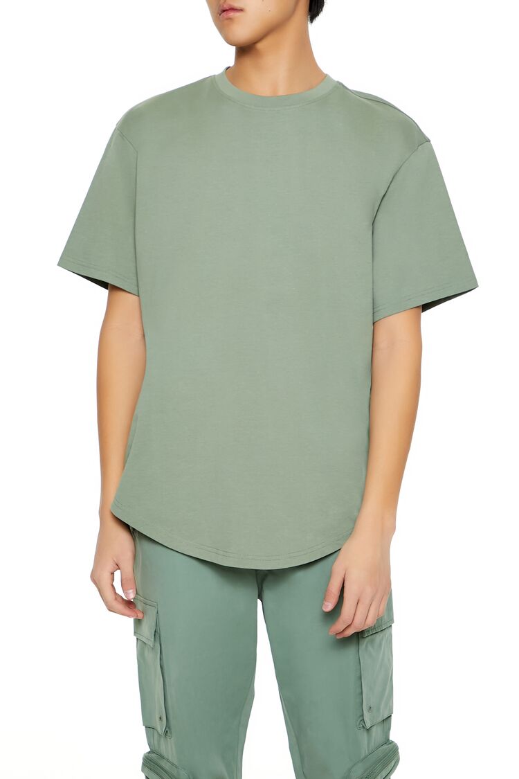  Forever 21 Cotton Curved-Hem Tee - sage - Bonton