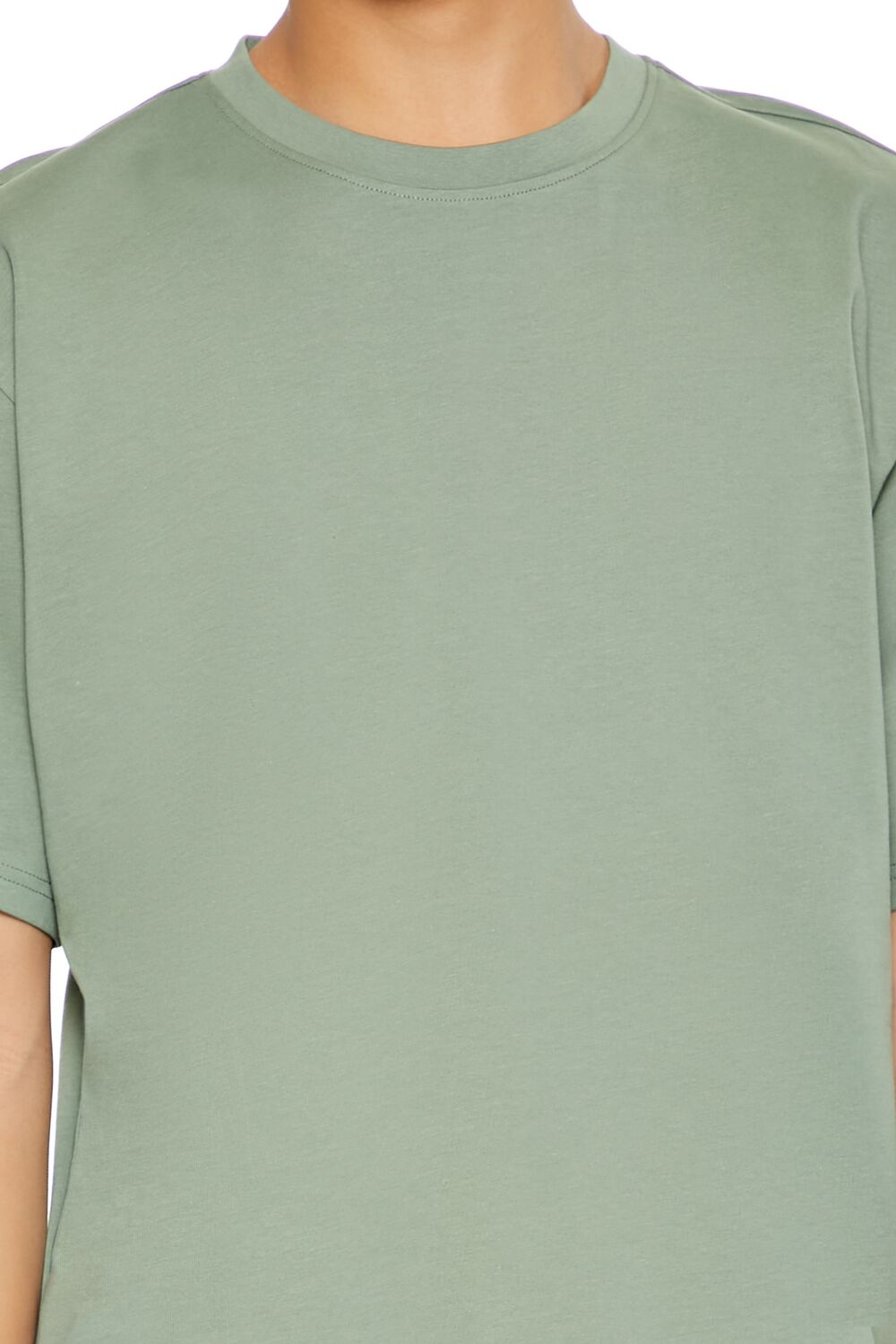  Forever 21 Cotton Curved-Hem Tee - sage - Bonton