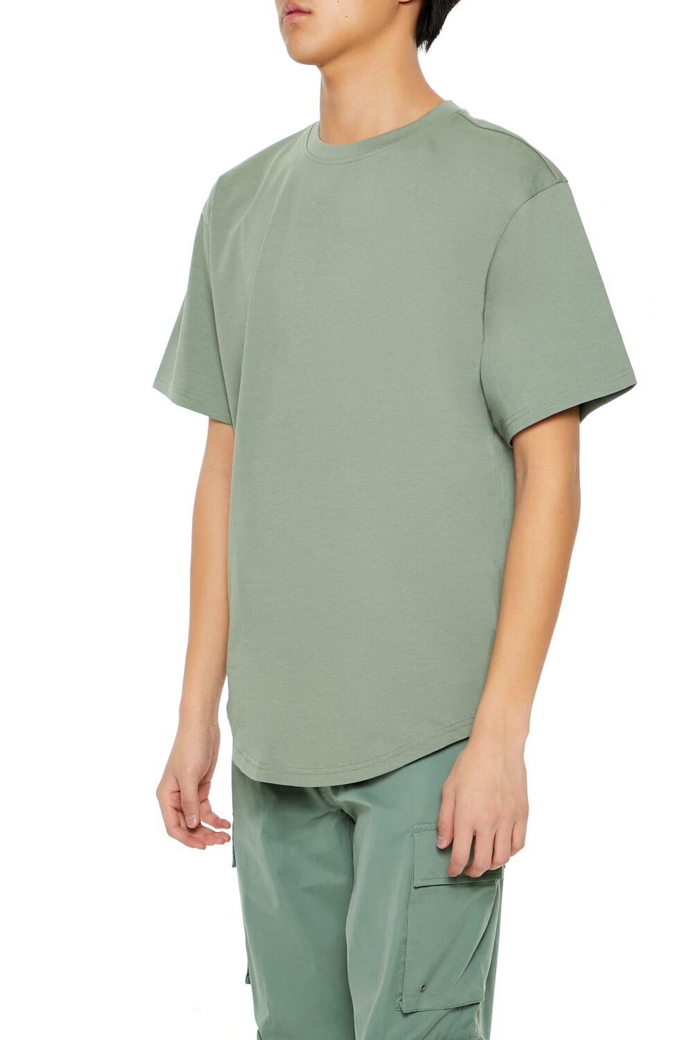  Forever 21 Cotton Curved-Hem Tee - sage - Bonton