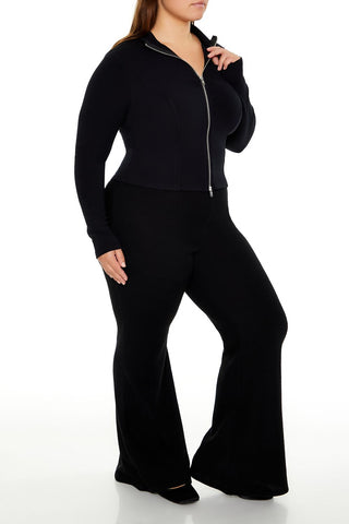 Plus Size Ribbed Flare Pants