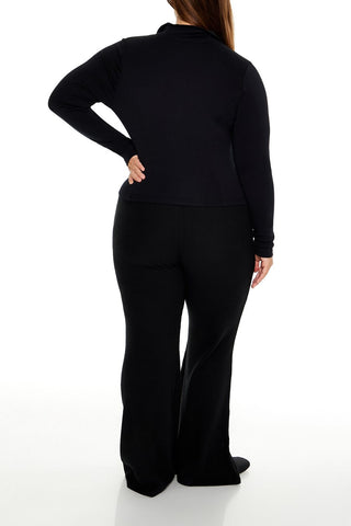 Plus Size Ribbed Flare Pants