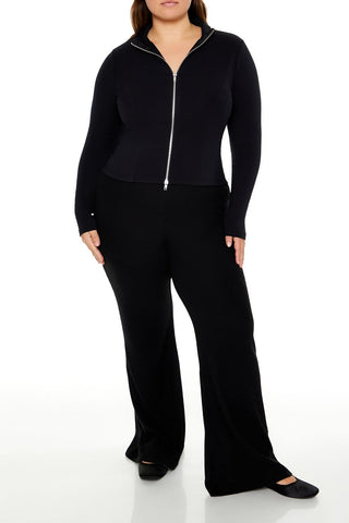 Plus Size Ribbed Flare Pants