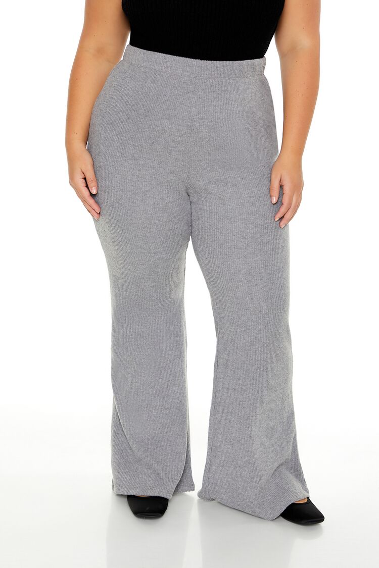  Forever 21 Plus Size Ribbed Flare Pants - grey - Bonton