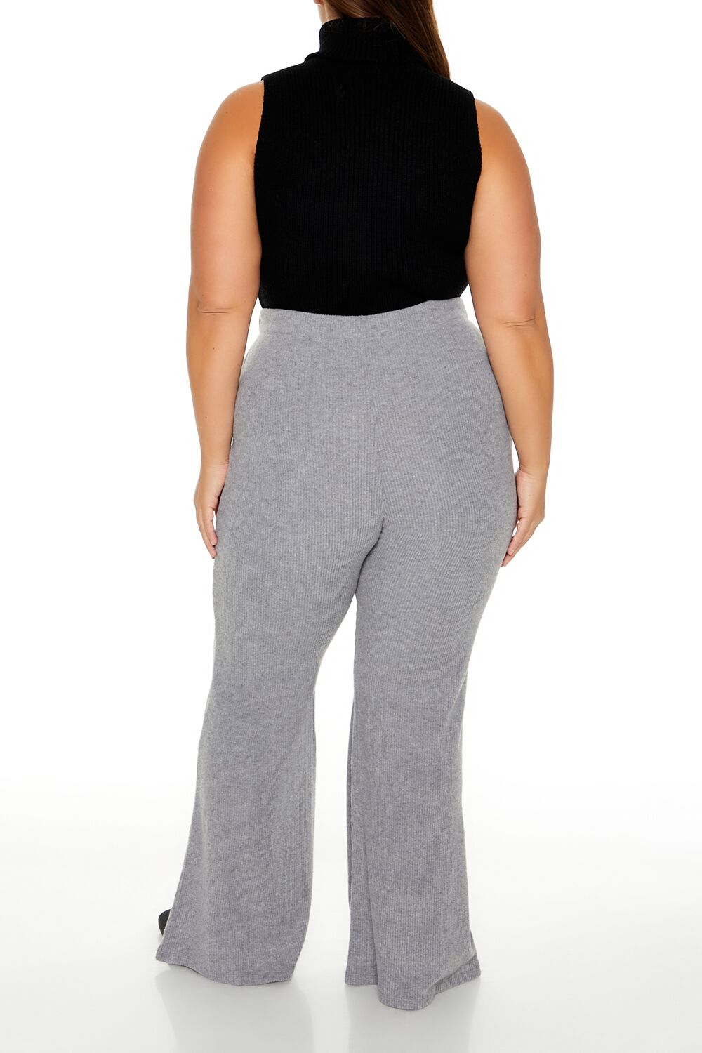  Forever 21 Plus Size Ribbed Flare Pants - grey - Bonton