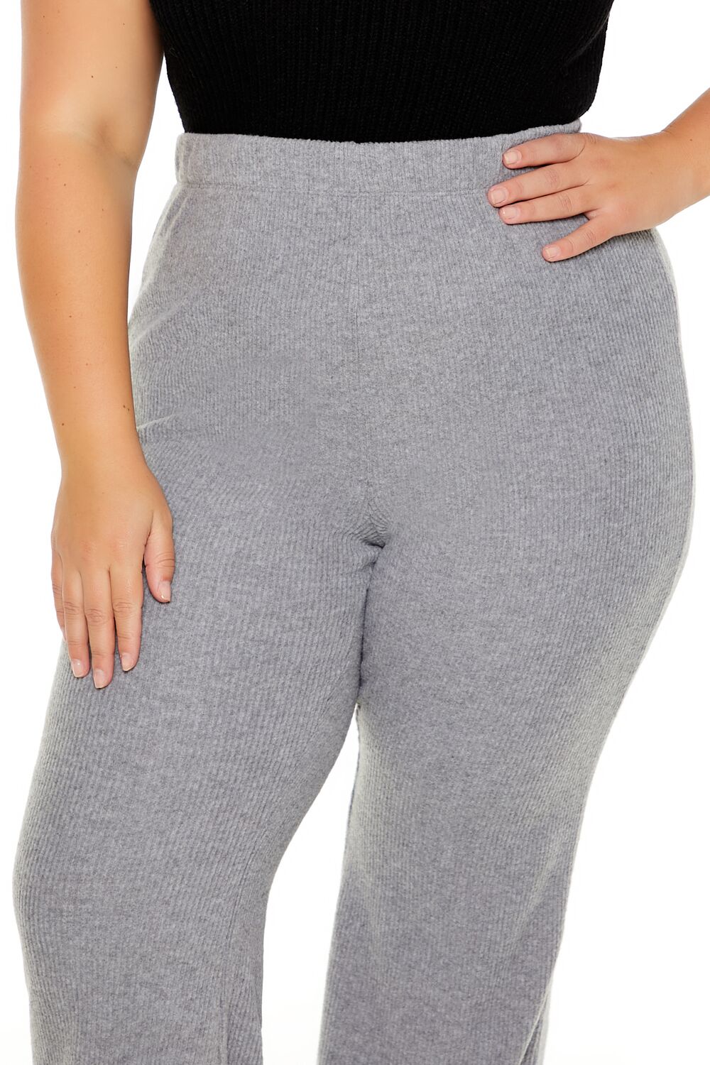  Forever 21 Plus Size Ribbed Flare Pants - grey - Bonton