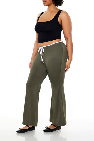 Plus Size Tie-Waist Flare Leggings