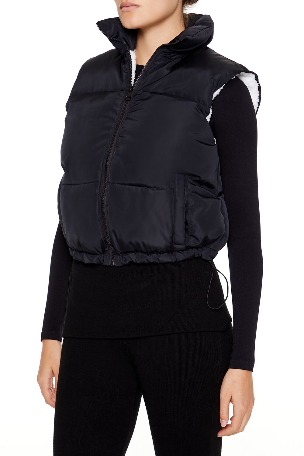  Forever 21 Toggle Drawstring Cropped Vest - red-swatch - Bonton