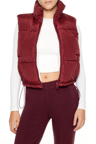 Toggle Drawstring Cropped Vest