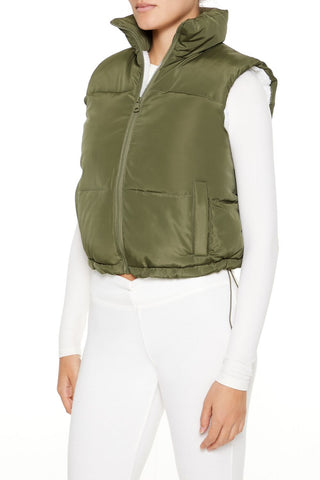 Toggle Drawstring Cropped Vest