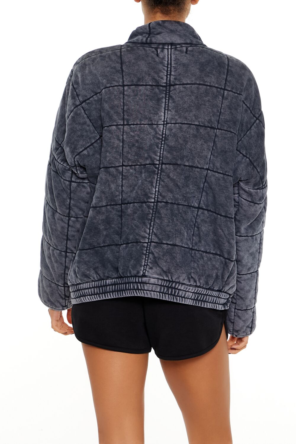  Forever 21 Quilted Zip-Up Jacket - charcoal-swatch - Bonton