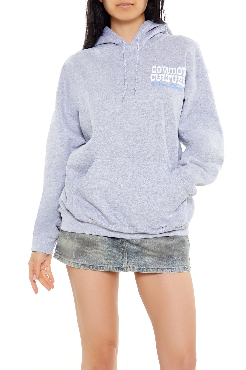 Forever 21 Cowboy Culture Graphic Hoodie - heather grey - Bonton