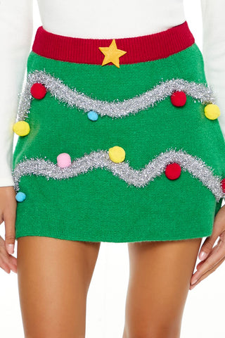 Gift Topper Sweater-Knit Mini Skirt