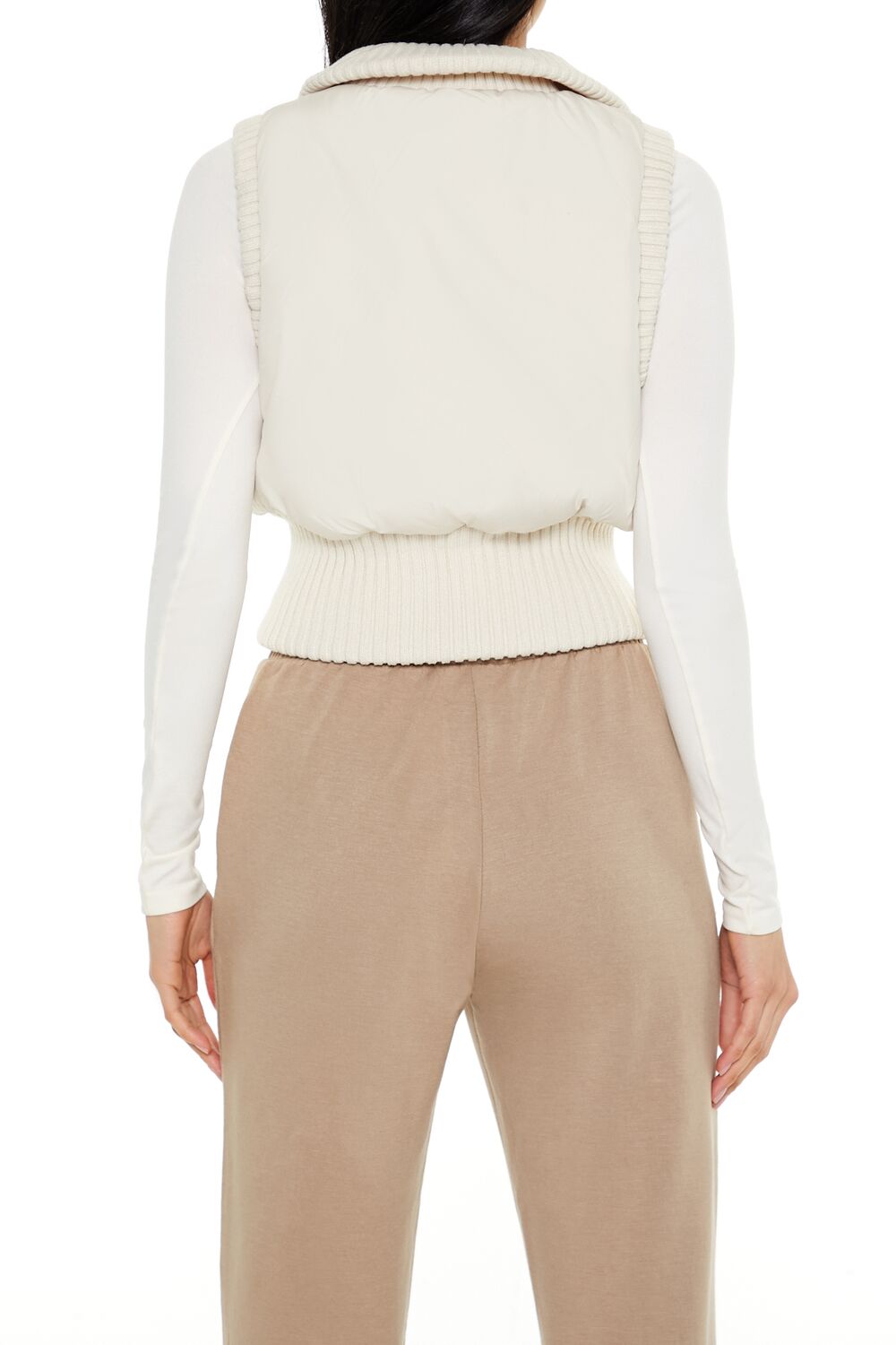  Forever 21 Cropped Zip-Up Vest - black - Bonton