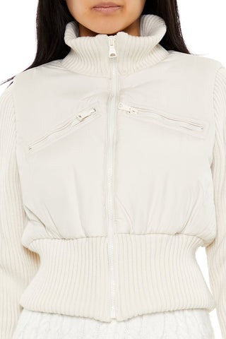 Ribbed Funnel Neck Jacket