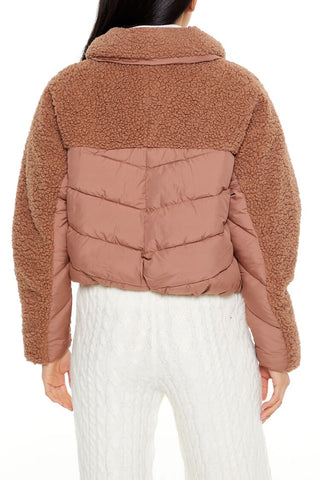 Faux Shearling-Trim Puffer Jacket