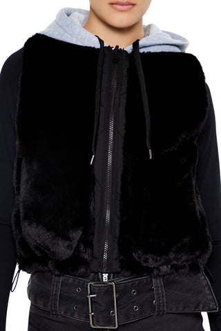 Colorblock Faux Fur Vest