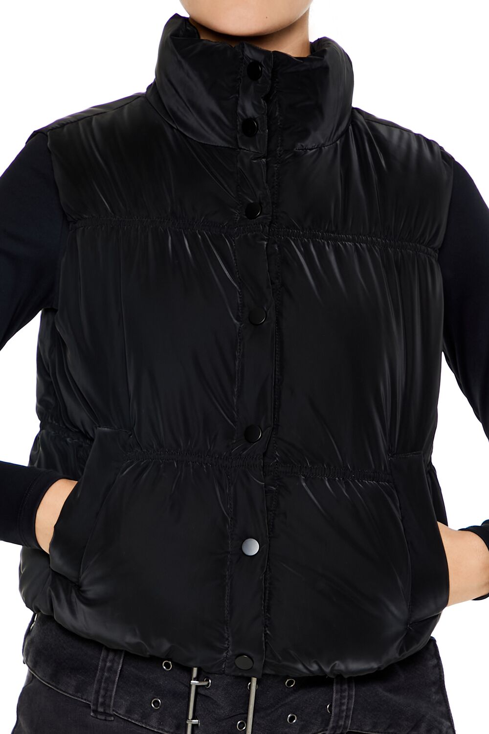  Forever 21 Quilted Puffer Vest - black-swatch - Bonton