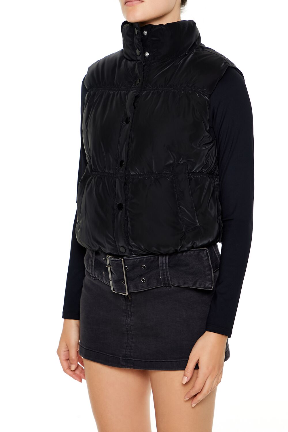  Forever 21 Quilted Puffer Vest - black-swatch - Bonton