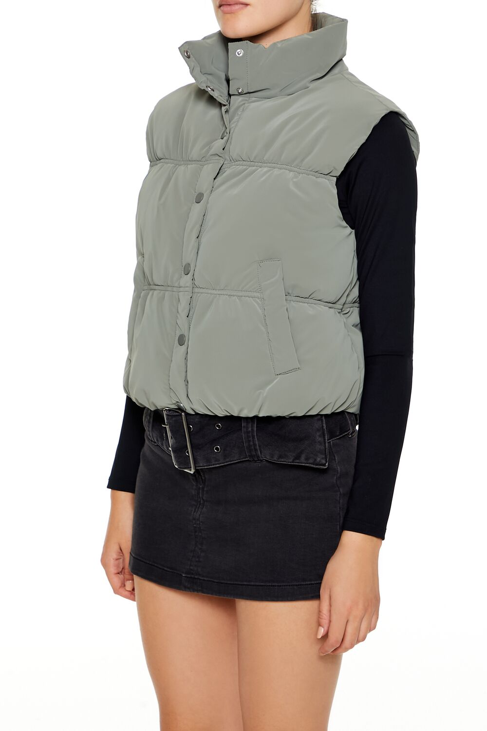  Forever 21 Quilted Puffer Vest - black-swatch - Bonton