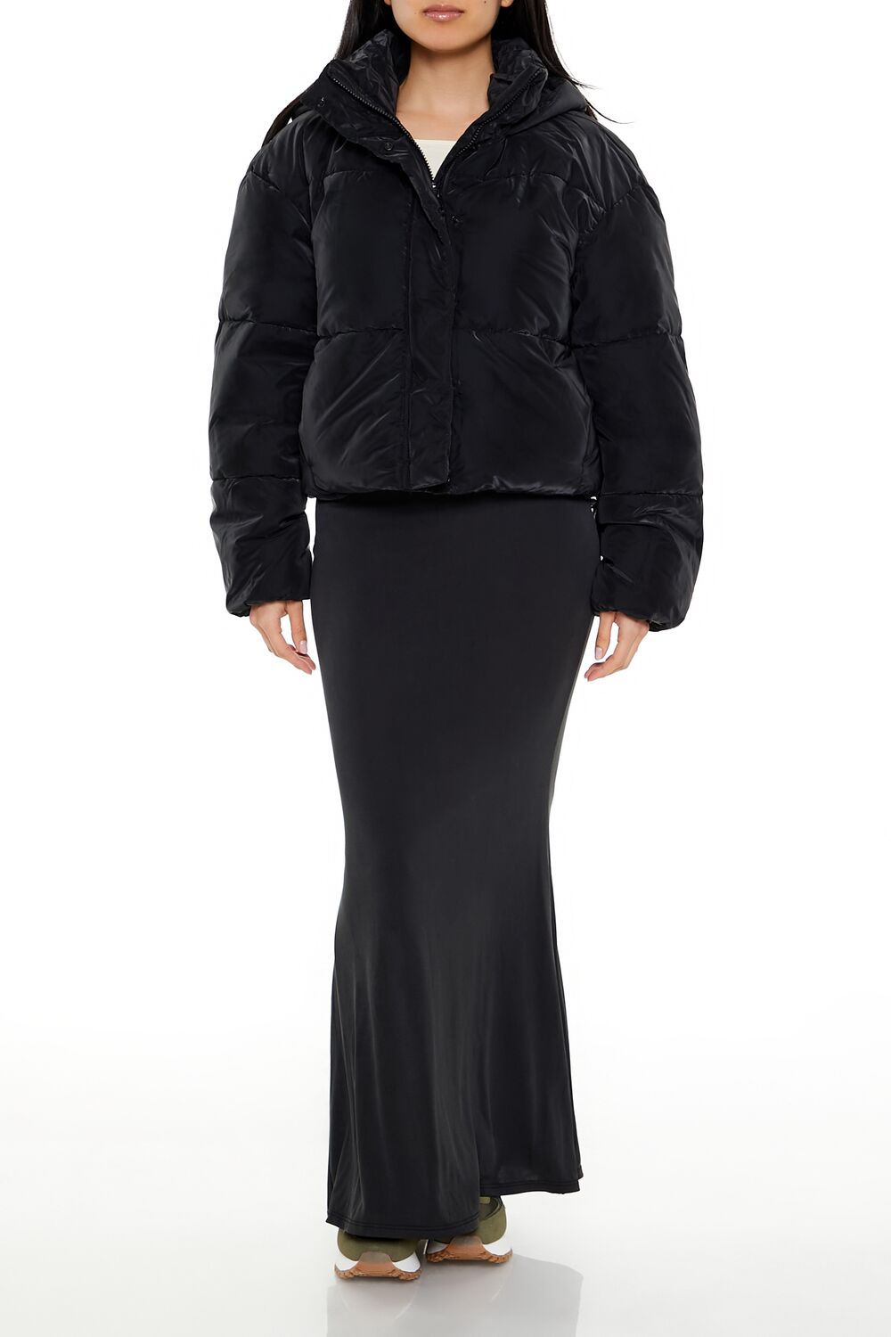  Forever 21 Hooded Puffer Jacket - black-swatch - Bonton