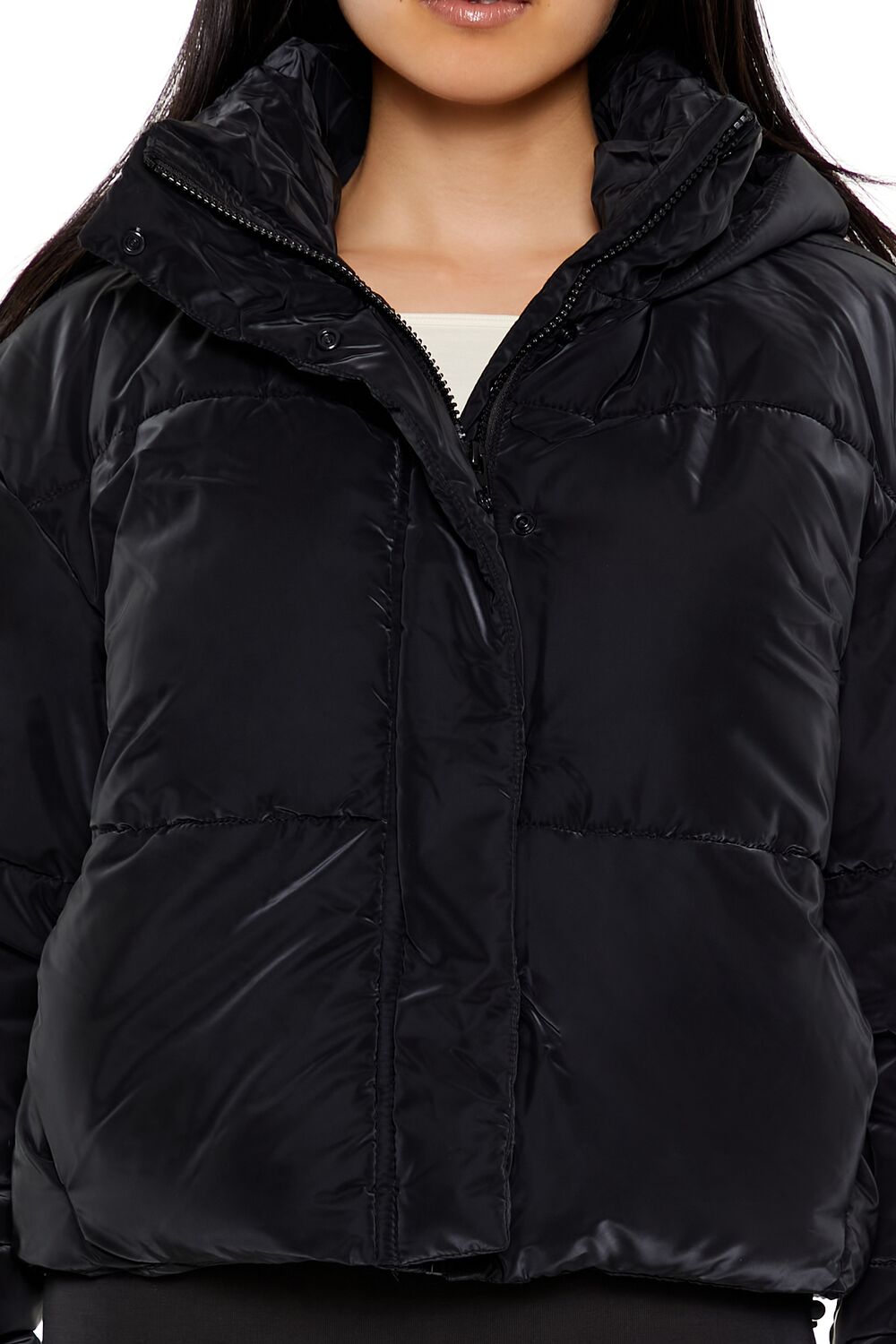  Forever 21 Hooded Puffer Jacket - black-swatch - Bonton