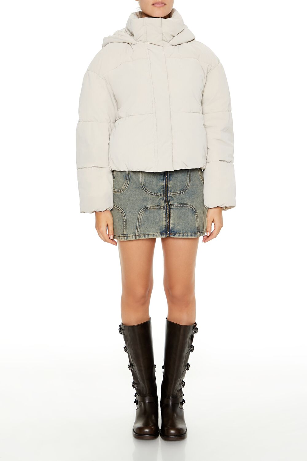  Forever 21 Hooded Puffer Jacket - black-swatch - Bonton
