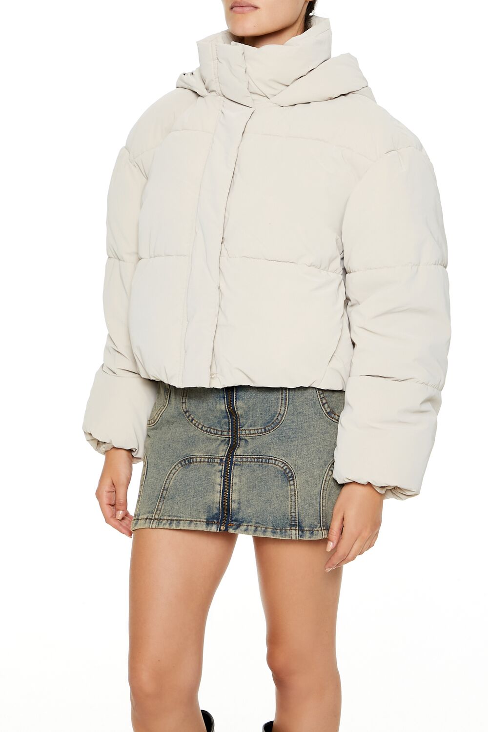  Forever 21 Hooded Puffer Jacket - black-swatch - Bonton