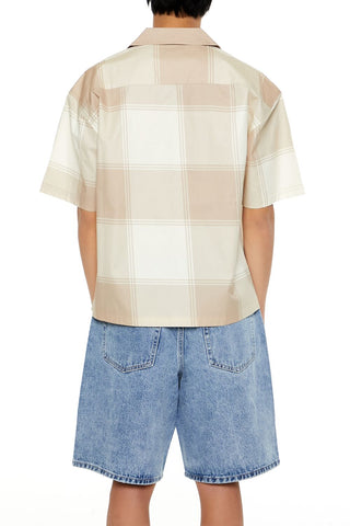 Plaid Drop-Sleeve Cropped Shirt