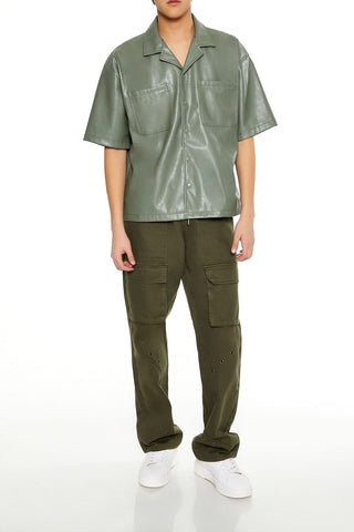 Mid-Rise Drawstring Cargo Pants