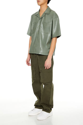 Mid-Rise Drawstring Cargo Pants