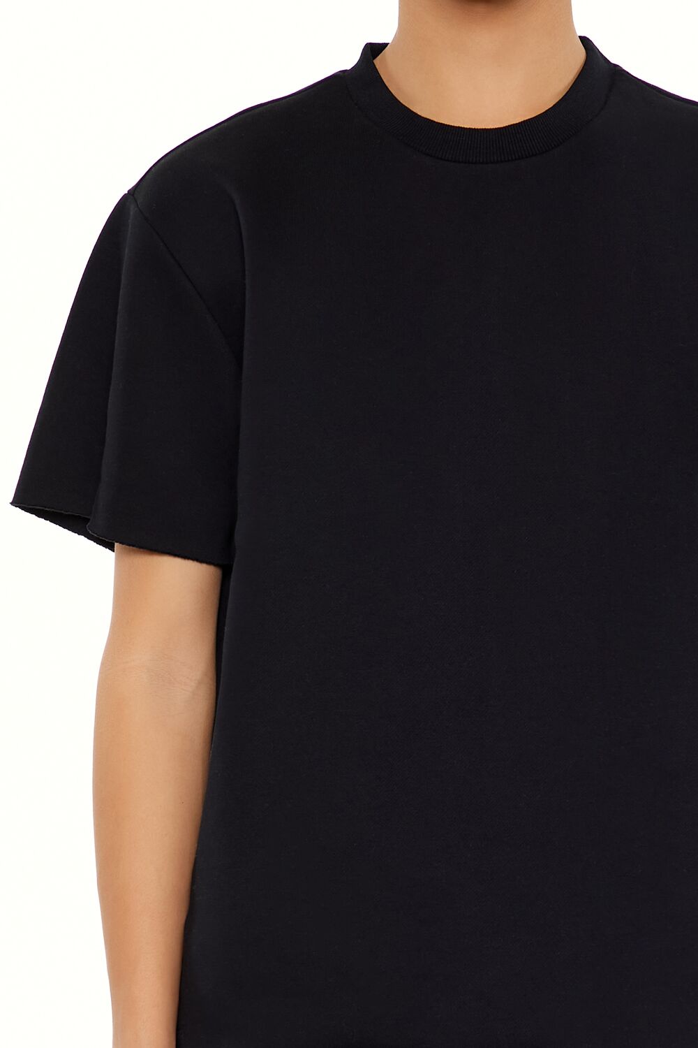  Forever 21 Athletic Cropped Short-Sleeve Raw-Cut Tee - black - Bonton