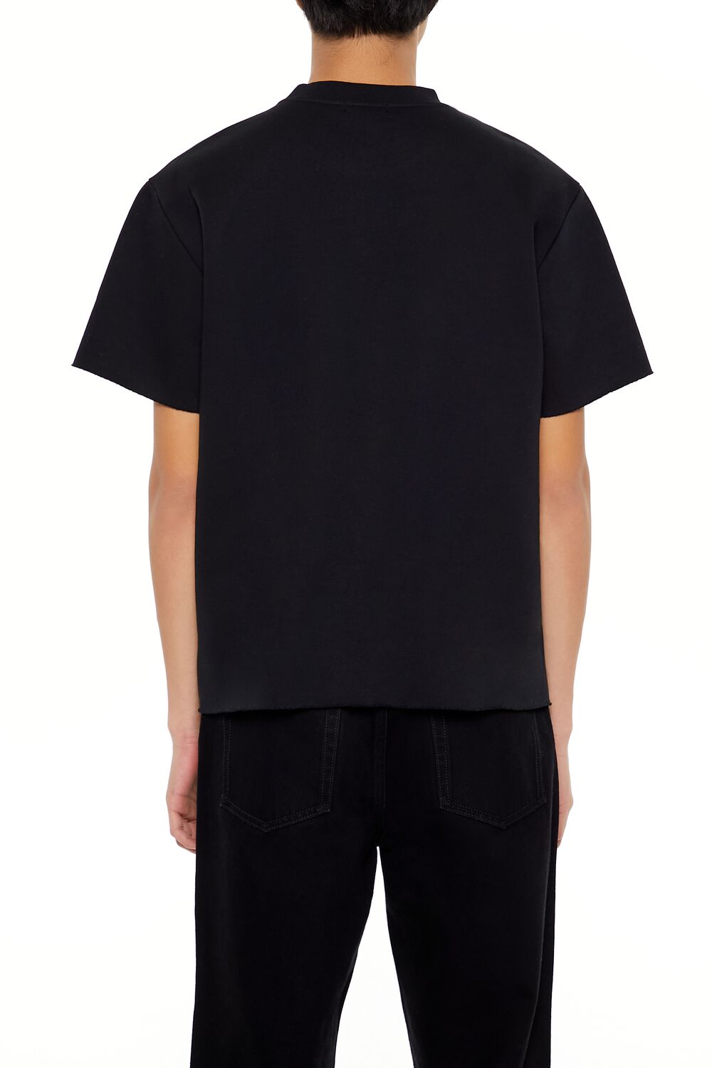  Forever 21 Athletic Cropped Short-Sleeve Raw-Cut Tee - black - Bonton