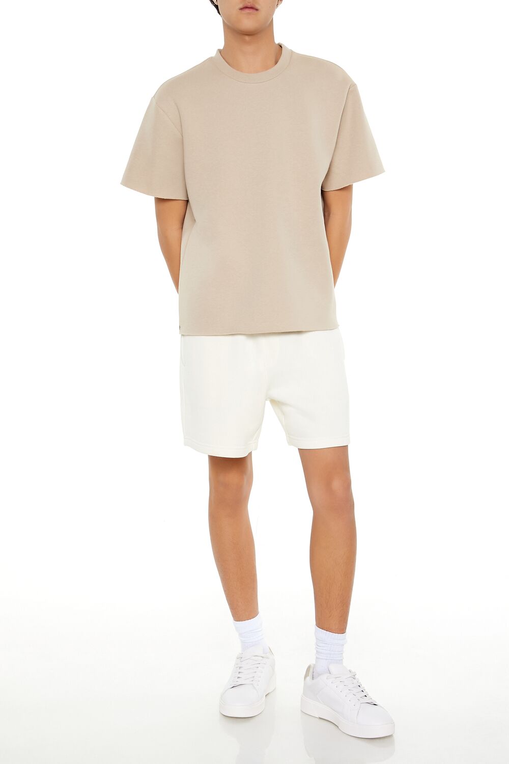  Forever 21 Athletic Cropped Short-Sleeve Raw-Cut Tee - black - Bonton