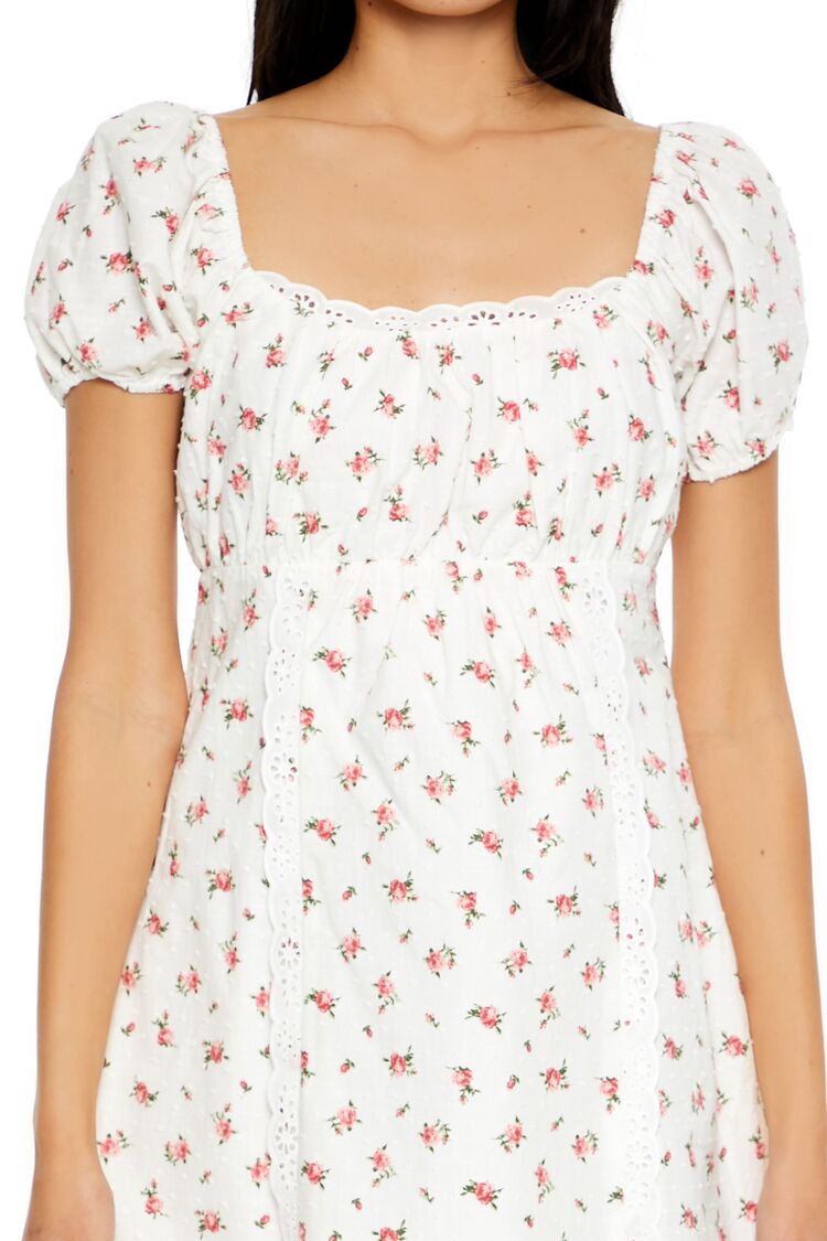  Forever 21 Clip Dot Rose Mini Babydoll Dress - cream-pink-swatch - Bonton