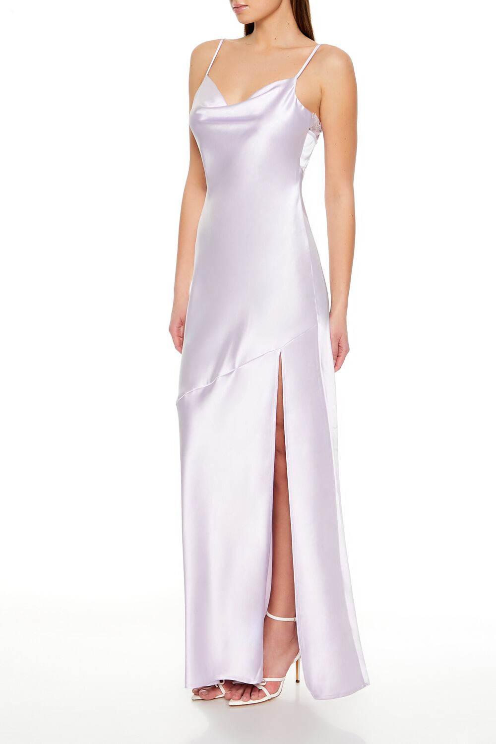  Forever 21 Satin Open-Back Maxi Dress - violet-swatch - Bonton
