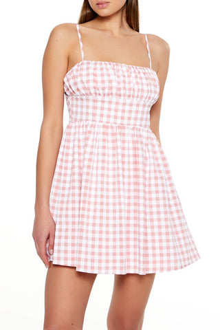 Chiffon Gingham Mini Dress