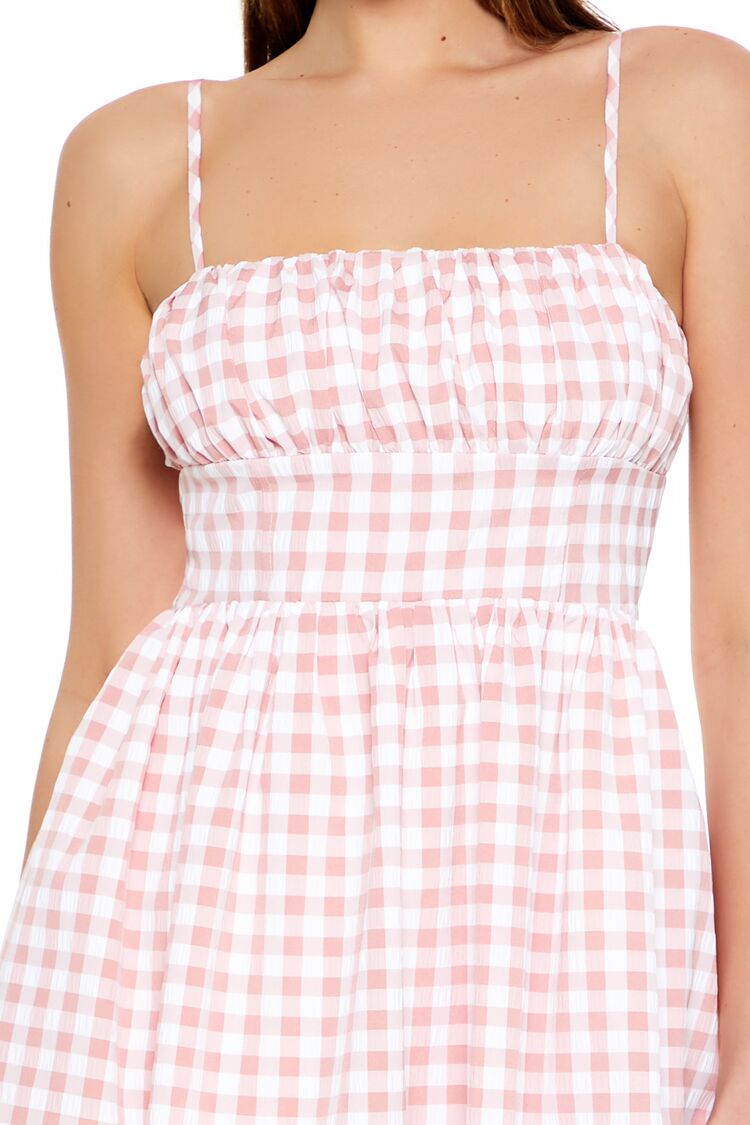  Forever 21 Chiffon Gingham Mini Dress - mauve-white-swatch - Bonton